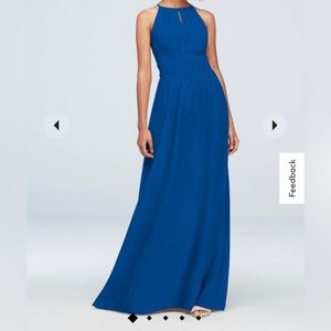 High-neck Chiffon Bridesmaid Dress with Keyhole